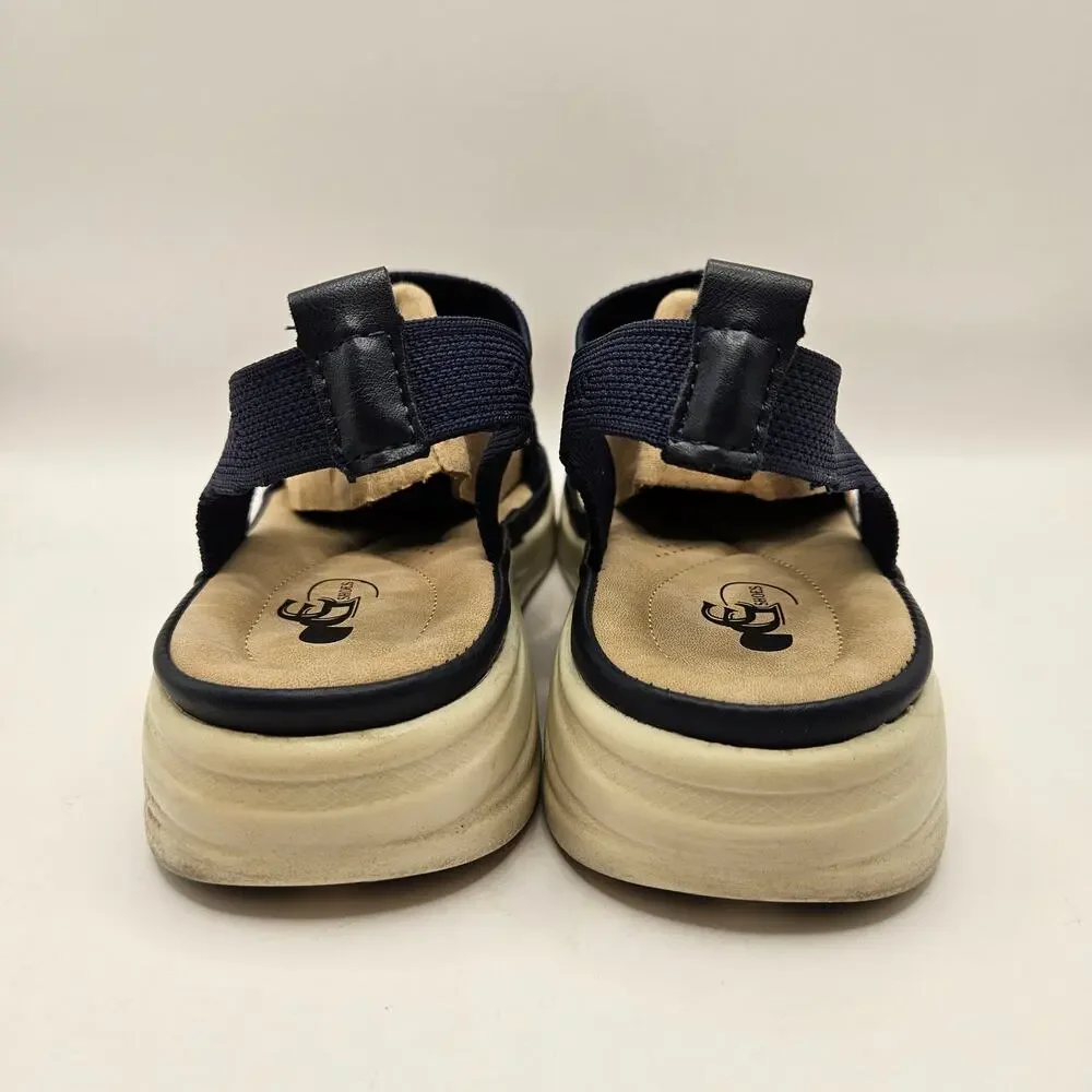 GC SHOES GOOD CHOICE WOMEN'S 6.5 STRETCH KNIT RHINESTONE SLINGBACK COMFORT NAVY